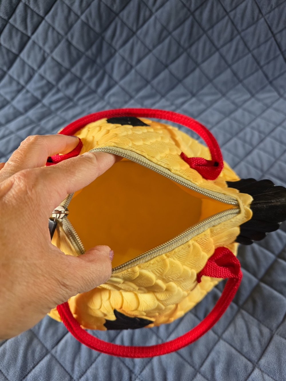 Rubber Chicken Purse with Red Handles - Picture 7 of 7